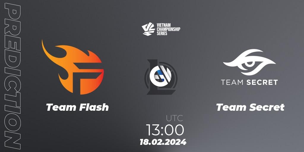 Prognose für das Spiel Team Flash VS Team Secret. 18.02.24. LoL - VCS Dawn 2024 - Group Stage