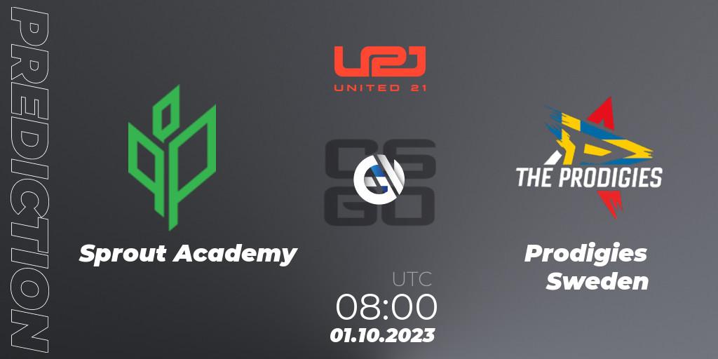 Prognose für das Spiel Sprout Academy VS Prodigies Sweden. 01.10.2023 at 08:00. Counter-Strike (CS2) - United21 Season 6