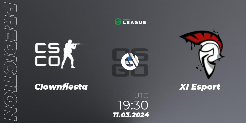 Prognose für das Spiel Clownfiesta VS XI Esport. 12.03.24. CS2 (CS:GO) - ESEA Season 48: Main Division - Europe