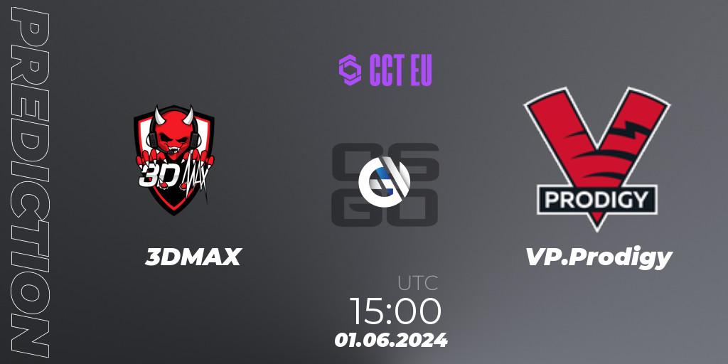 Prognose für das Spiel 3DMAX VS VP.Prodigy. 01.06.2024 at 15:15. Counter-Strike (CS2) - CCT Season 2 Europe Series 4