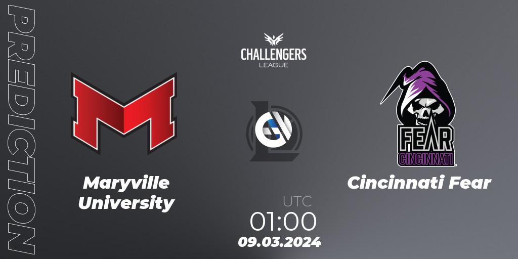 Prognose für das Spiel Maryville University VS Cincinnati Fear. 09.03.24. LoL - NACL 2024 Spring - Group Stage