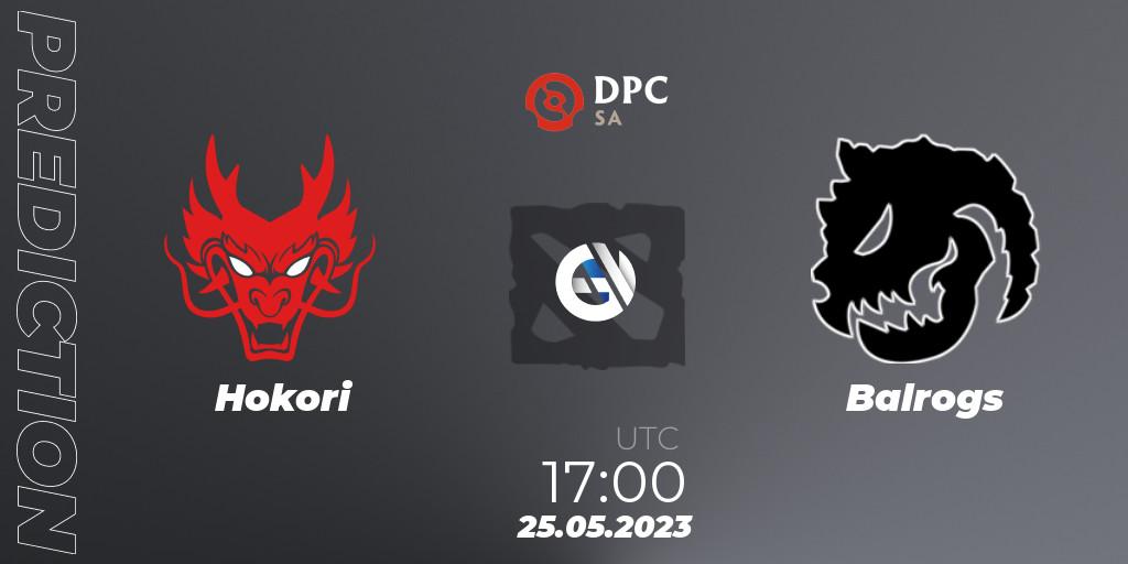 Prognose für das Spiel Hokori VS Balrogs. 25.05.23. Dota 2 - DPC 2023 Tour 3: SA Division I (Upper)