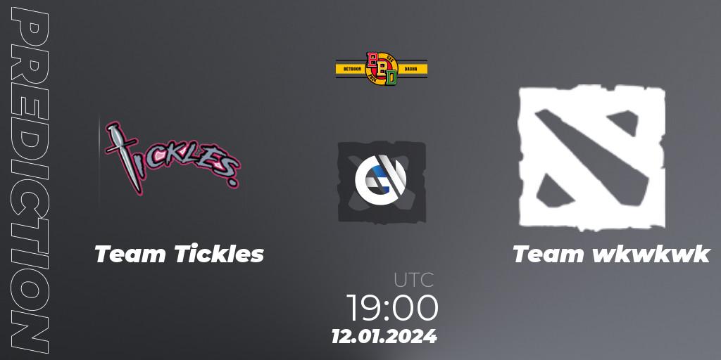 Prognose für das Spiel Team Tickles VS Team wkwkwk. 12.01.24. Dota 2 - BetBoom Dacha Dubai 2024: WEU Closed Qualifier