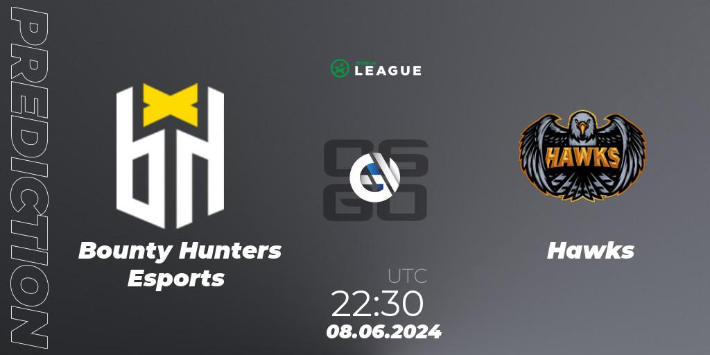 Prognose für das Spiel Bounty Hunters Esports VS Hawks. 09.06.2024 at 15:45. Counter-Strike (CS2) - ESEA Season 49: Open Division - South America