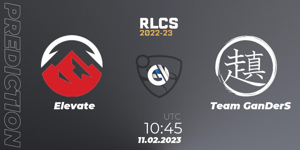 Prognose für das Spiel Elevate VS Team GanDerS. 11.02.2023 at 10:45. Rocket League - RLCS 2022-23 - Winter: Asia-Pacific Regional 2 - Winter Cup