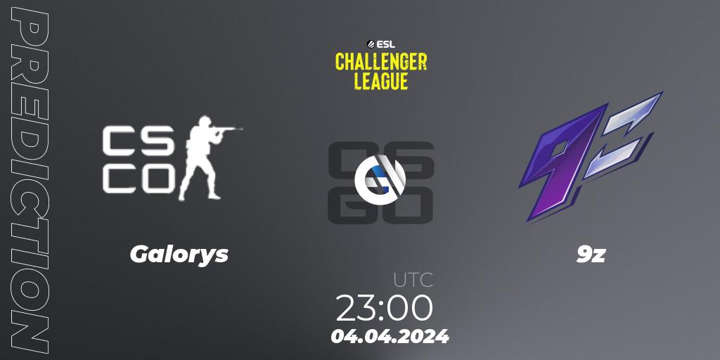 Prognose für das Spiel Galorys VS 9z. 04.04.24. CS2 (CS:GO) - ESL Challenger League Season 47: South America