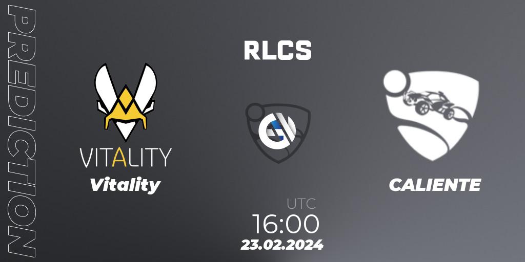 Prognose für das Spiel Vitality VS CALIENTE. 23.02.2024 at 16:00. Rocket League - RLCS 2024 - Major 1: Europe Open Qualifier 2