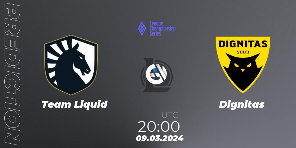 Prognose für das Spiel Team Liquid VS Dignitas. 09.03.24. LoL - LCS Spring 2024 - Group Stage