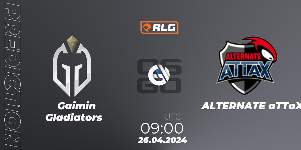 Prognose für das Spiel Gaimin Gladiators VS ALTERNATE aTTaX. 26.04.24. CS2 (CS:GO) - RES European Series #3