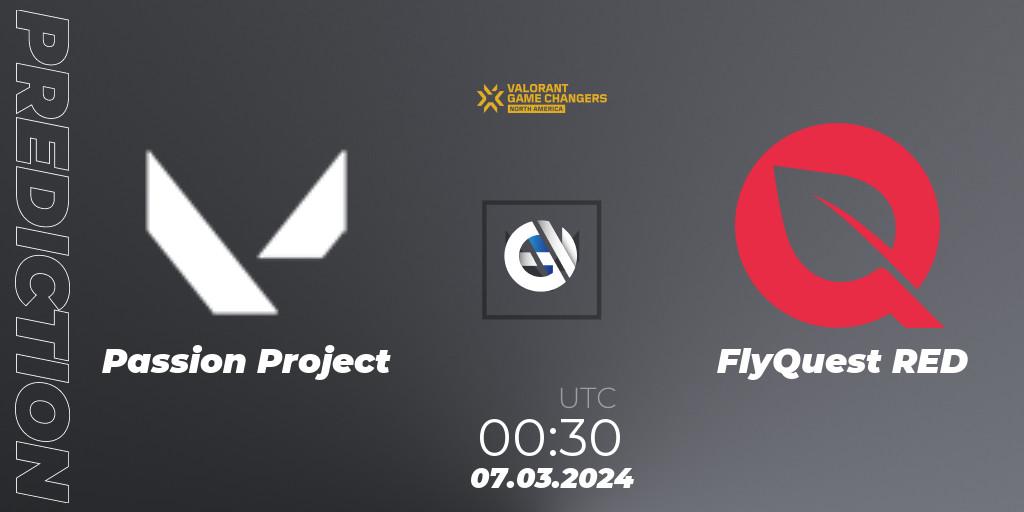 Prognose für das Spiel Passion Project VS FlyQuest RED. 07.03.2024 at 00:30. VALORANT - VCT 2024: Game Changers North America Series Series 1