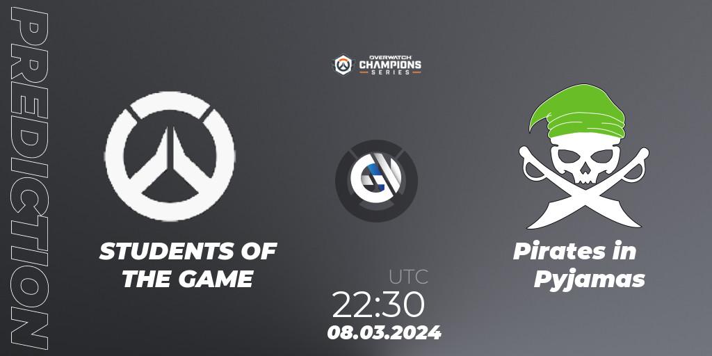 Prognose für das Spiel STUDENTS OF THE GAME VS Pirates in Pyjamas. 08.03.2024 at 22:30. Overwatch - Overwatch Champions Series 2024 - North America Stage 1 Group Stage