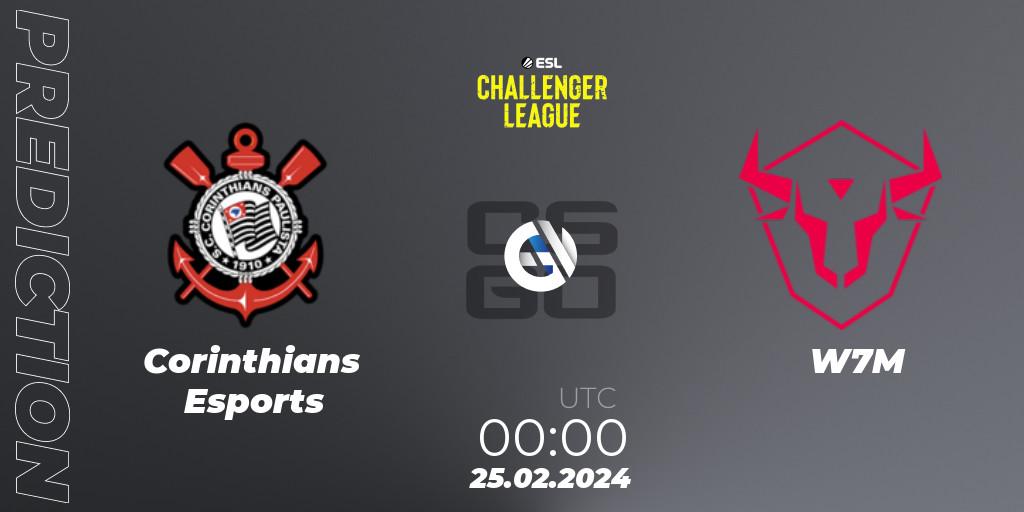 Prognose für das Spiel Corinthians Esports VS W7M. 25.02.2024 at 00:00. Counter-Strike (CS2) - ESL Challenger League Season 47: South America