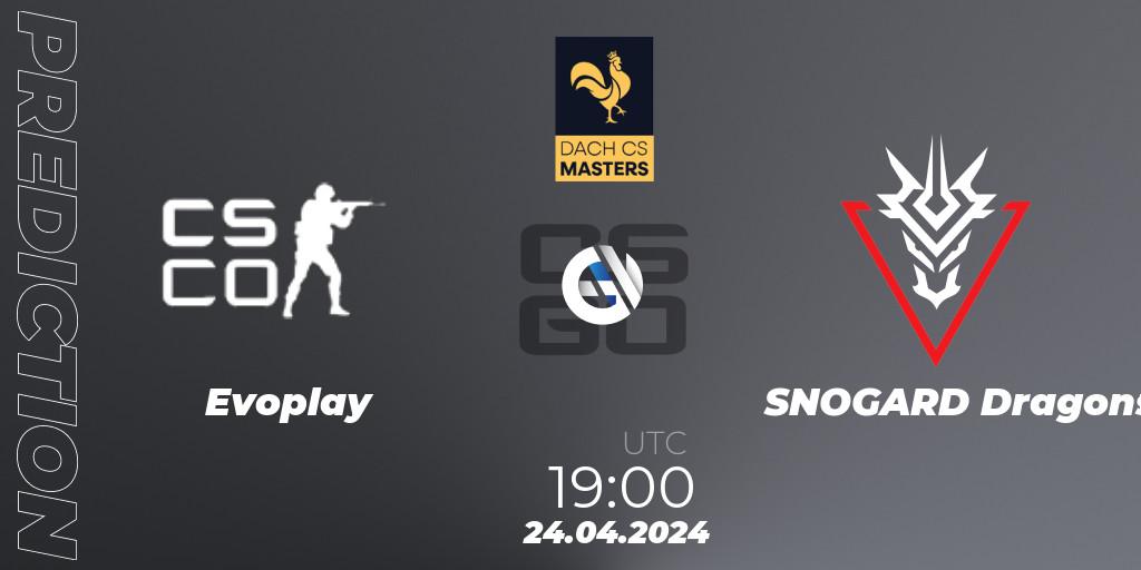 Prognose für das Spiel Evoplay VS SNOGARD Dragons. 24.04.24. CS2 (CS:GO) - DACH CS Masters Season 1