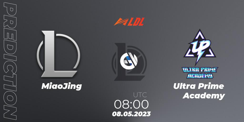 Prognose für das Spiel MiaoJing VS Ultra Prime Academy. 08.05.2023 at 08:00. LoL - LDL 2023 - Regular Season - Stage 2