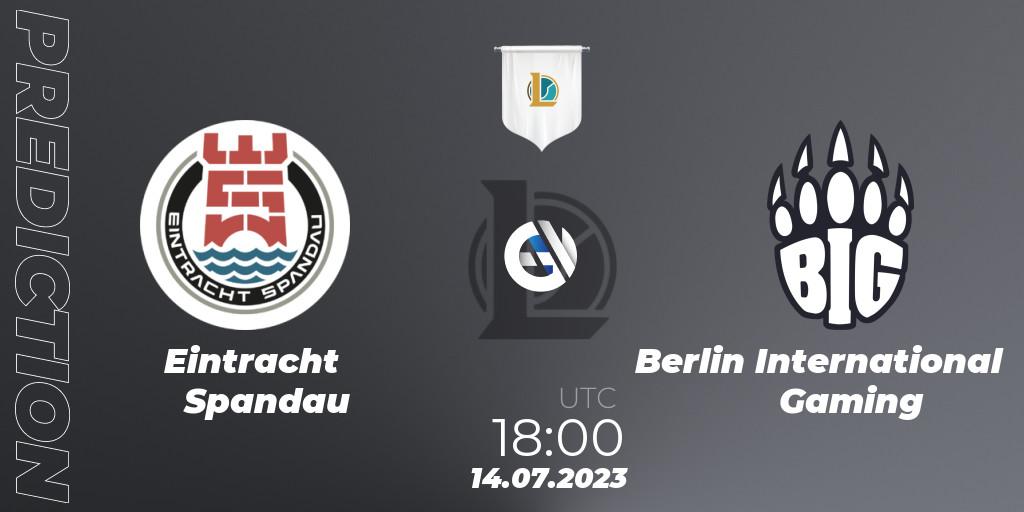 Prognose für das Spiel Eintracht Spandau VS Berlin International Gaming. 14.07.2023 at 18:00. LoL - Prime League Summer 2023 - Group Stage