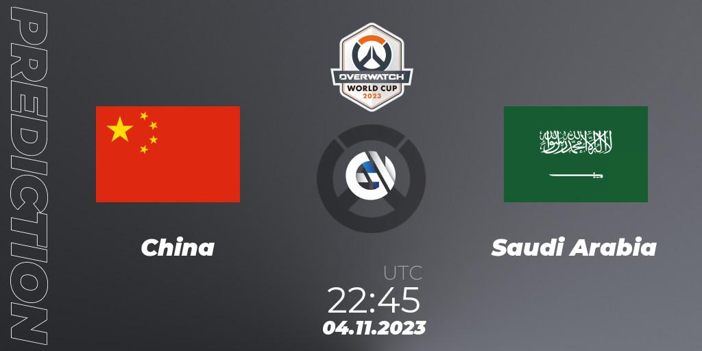 Prognose für das Spiel China VS Saudi Arabia. 04.11.23. Overwatch - Overwatch World Cup 2023