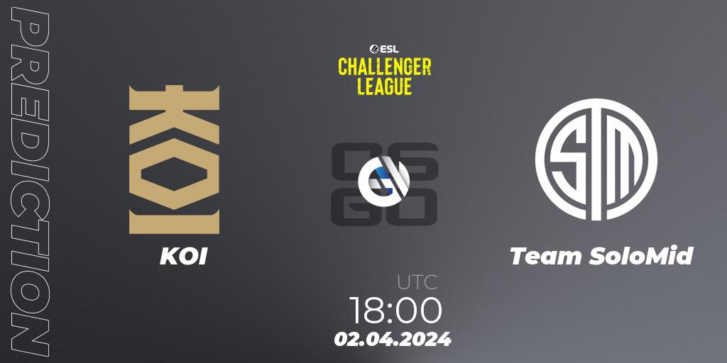 Prognose für das Spiel KOI VS Team SoloMid. 02.04.24. CS2 (CS:GO) - ESL Challenger League Season 47: Europe