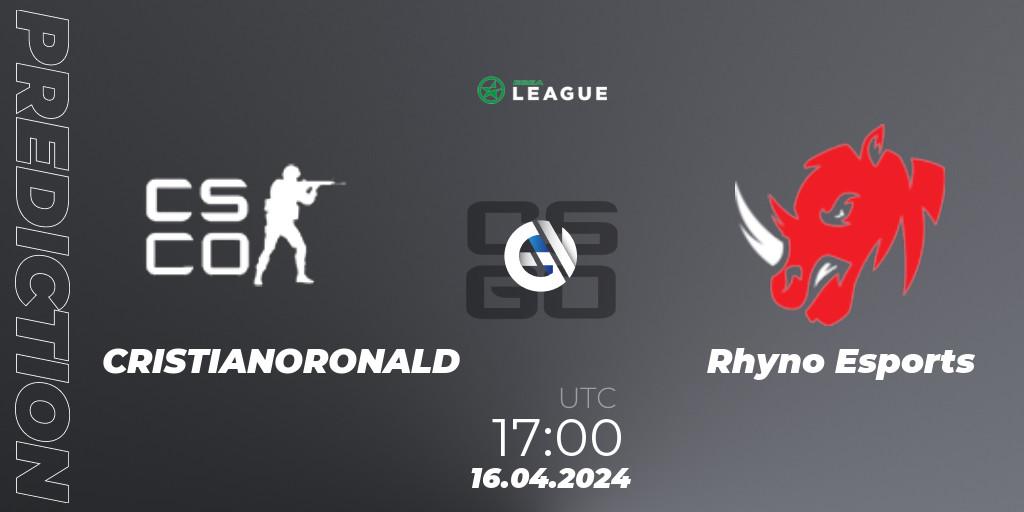 Prognose für das Spiel CRISTIANORONALD VS Rhyno Esports. 16.04.24. CS2 (CS:GO) - ESEA Season 49: Advanced Division - Europe