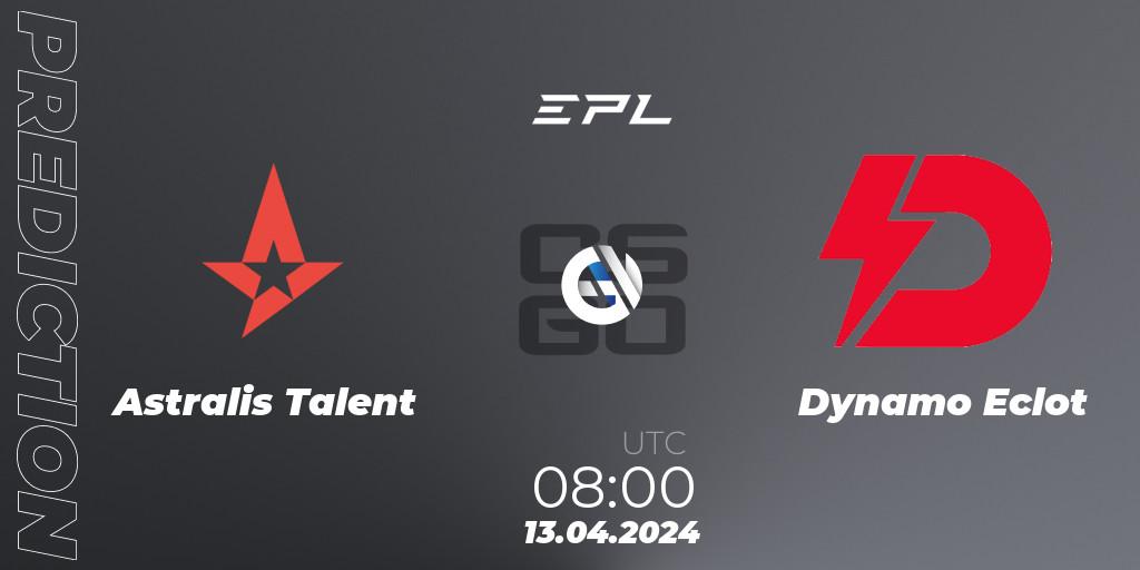 Prognose für das Spiel Astralis Talent VS Dynamo Eclot. 15.04.24. CS2 (CS:GO) - European Pro League Season 15
