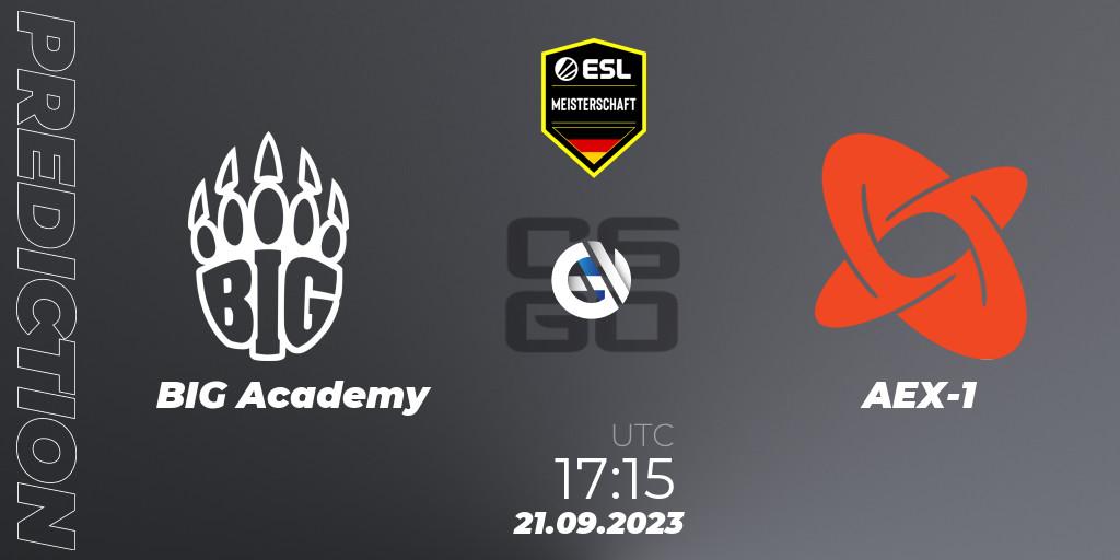 Prognose für das Spiel BIG Academy VS AEX-1. 21.09.2023 at 17:15. Counter-Strike (CS2) - ESL Meisterschaft: Autumn 2023