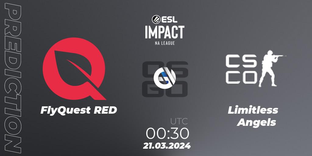 Prognose für das Spiel FlyQuest RED VS Limitless Angels. 21.03.24. CS2 (CS:GO) - ESL Impact League Season 5: North America