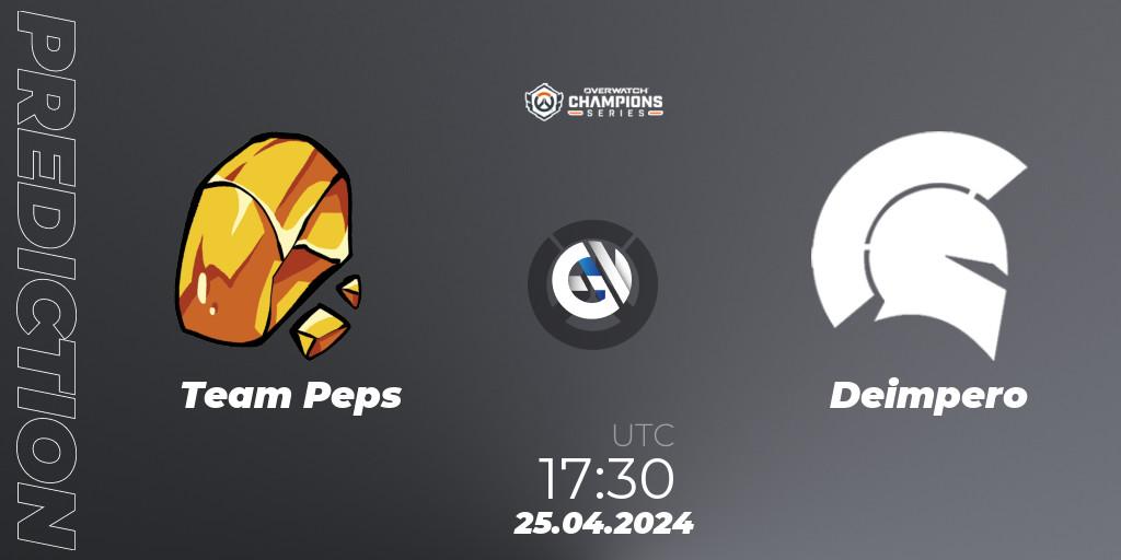 Prognose für das Spiel Team Peps VS Deimpero. 25.04.2024 at 17:30. Overwatch - Overwatch Champions Series 2024 - EMEA Stage 2 Main Event