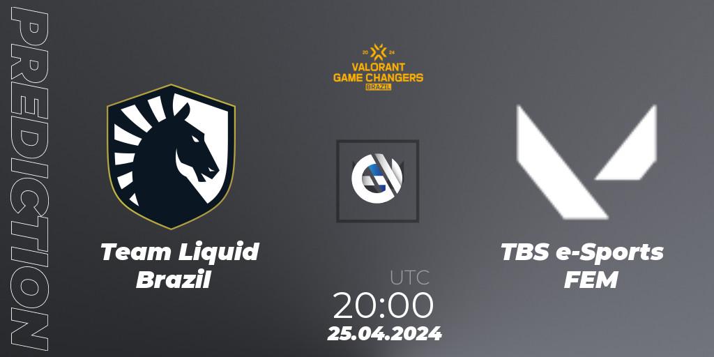 Prognose für das Spiel Team Liquid Brazil VS TBS e-Sports FEM. 25.04.2024 at 20:00. VALORANT - VCT 2024: Game Changers Brazil Series 1