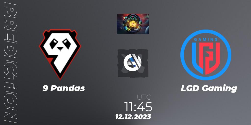 Prognose für das Spiel 9 Pandas VS LGD Gaming. 12.12.2023 at 12:45. Dota 2 - ESL One - Kuala Lumpur 2023