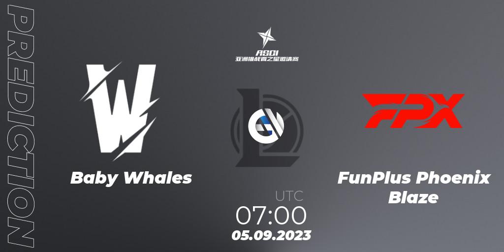 Prognose für das Spiel Baby Whales VS FunPlus Phoenix Blaze. 05.09.2023 at 07:00. LoL - Asia Star Challengers Invitational 2023