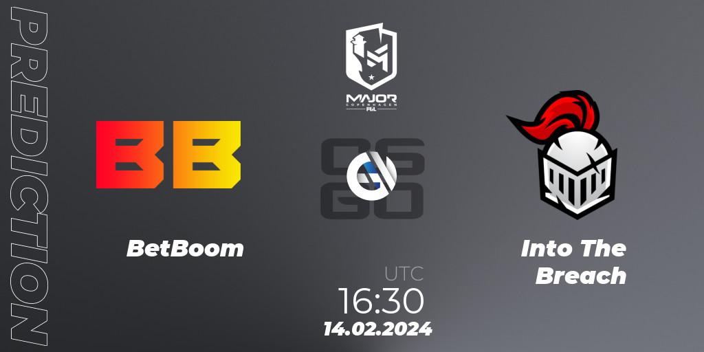 Prognose für das Spiel BetBoom VS Into The Breach. 14.02.24. CS2 (CS:GO) - PGL CS2 Major Copenhagen 2024 Europe RMR