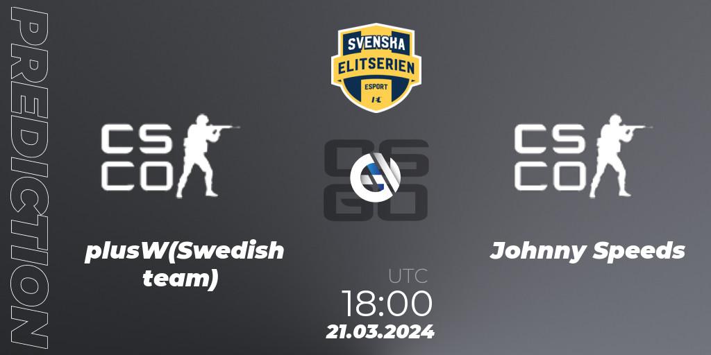 Prognose für das Spiel plusW(Swedish team) VS Johnny Speeds. 21.03.2024 at 20:10. Counter-Strike (CS2) - Svenska Elitserien Spring 2024
