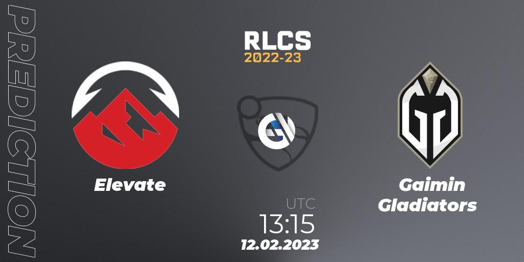 Prognose für das Spiel Elevate VS Gaimin Gladiators. 12.02.2023 at 13:15. Rocket League - RLCS 2022-23 - Winter: Asia-Pacific Regional 2 - Winter Cup
