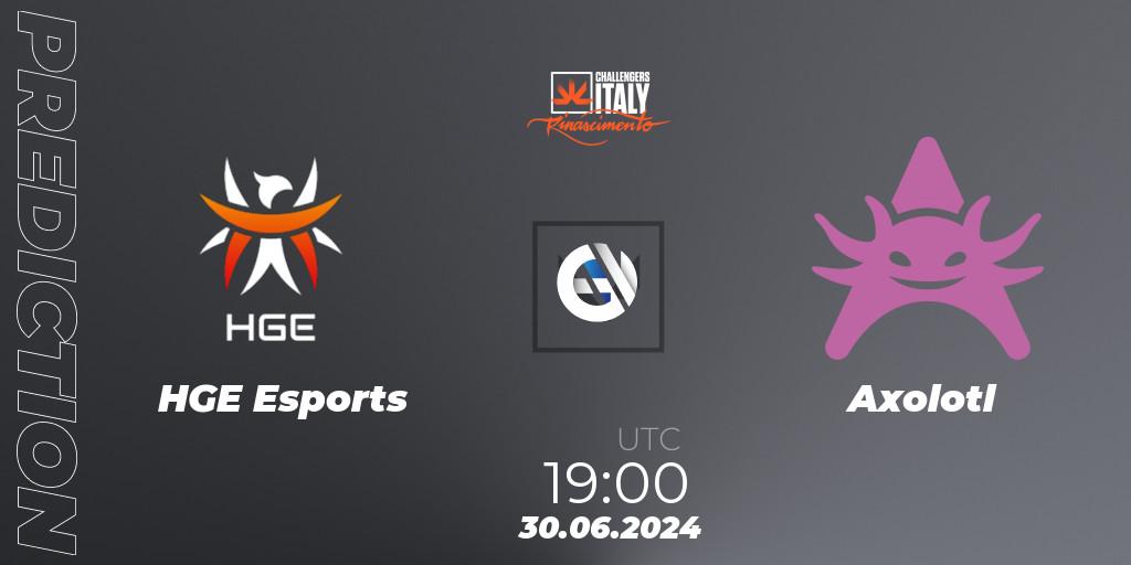 Prognose für das Spiel HGE Esports VS Axolotl. 30.06.2024 at 19:00. VALORANT - VALORANT Challengers 2024 Italy: Rinascimento Split 2