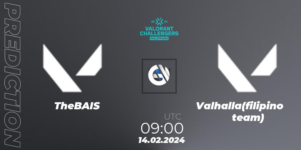 Prognose für das Spiel TheBAIS VS Valhalla(filipino team). 14.02.24. VALORANT - VALORANT Challengers 2024 Philippines: Split 1