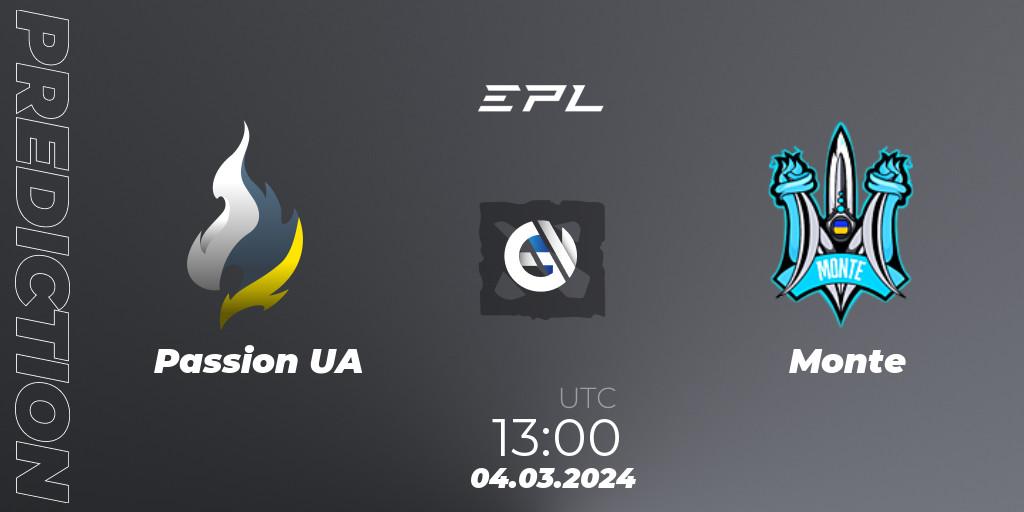 Prognose für das Spiel Passion UA VS Monte. 04.03.24. Dota 2 - European Pro League Season 17: Division 2