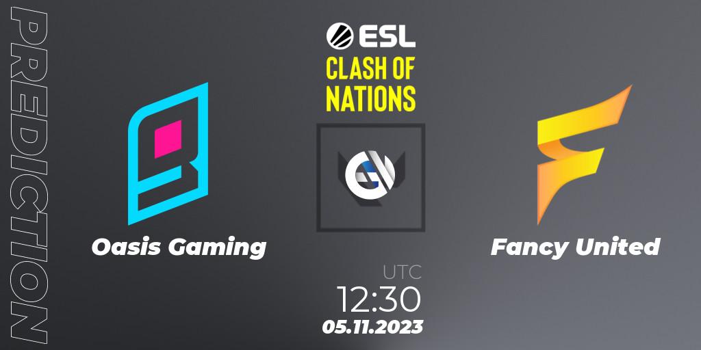Prognose für das Spiel Oasis Gaming VS Fancy United. 05.11.23. VALORANT - ESL Clash of Nations 2023 - SEA Closed Qualifier