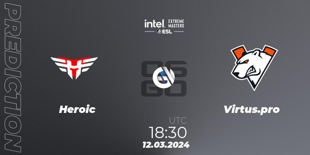 Prognose für das Spiel Heroic VS Virtus.pro. 12.03.24. CS2 (CS:GO) - Intel Extreme Masters Dallas 2024: European Closed Qualifier
