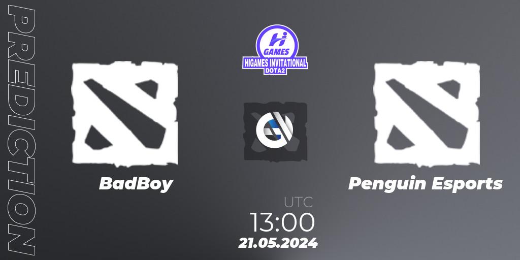 Prognose für das Spiel BadBoy VS Penguin Esports. 21.05.2024 at 13:00. Dota 2 - HiGames Invitational