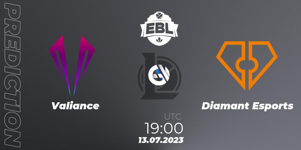 Prognose für das Spiel Valiance VS Diamant Esports. 13.07.23. LoL - Esports Balkan League Season 13