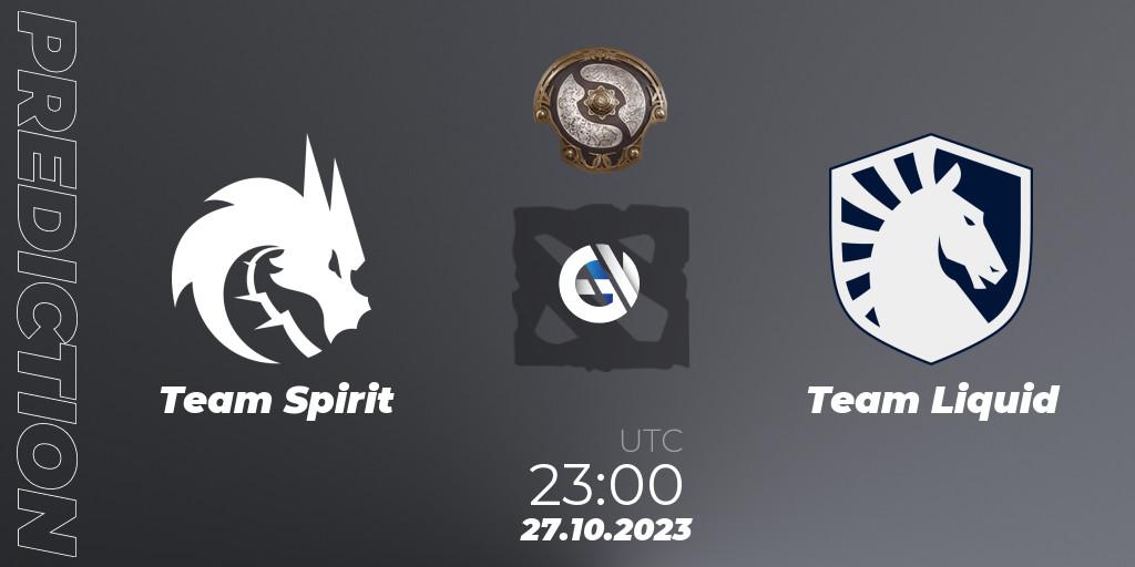 Prognose für das Spiel Team Spirit VS Team Liquid. 27.10.2023 at 23:13. Dota 2 - The International 2023