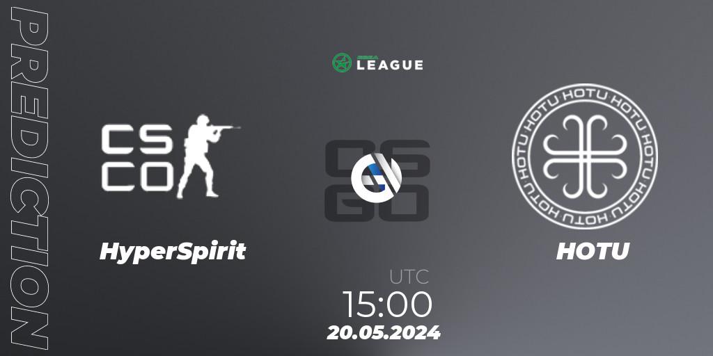 Prognose für das Spiel HyperSpirit VS HOTU. 20.05.2024 at 15:00. Counter-Strike (CS2) - ESEA Season 49: Advanced Division - Europe