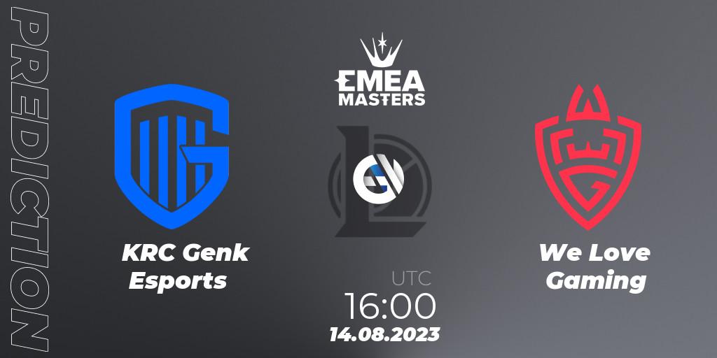 Prognose für das Spiel KRC Genk Esports VS We Love Gaming. 14.08.2023 at 16:15. LoL - EMEA Masters Summer 2023