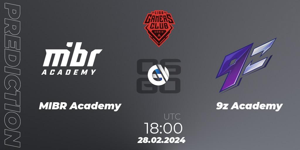 Prognose für das Spiel MIBR Academy VS 9z Academy. 28.02.24. CS2 (CS:GO) - Gamers Club Liga Série A: February 2024