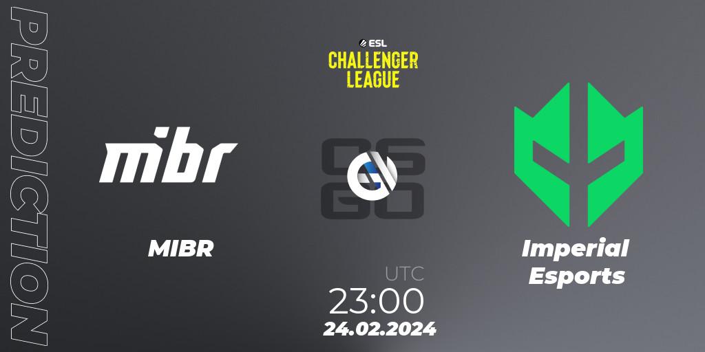 Prognose für das Spiel MIBR VS Imperial Esports. 24.02.2024 at 23:00. Counter-Strike (CS2) - ESL Challenger League Season 47: South America
