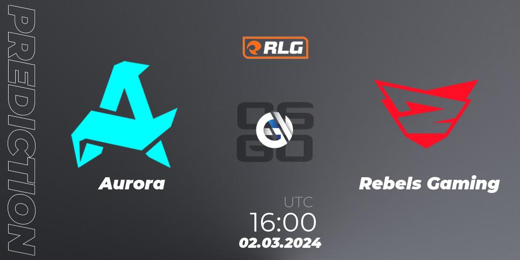 Prognose für das Spiel Aurora VS Rebels Gaming. 02.03.24. CS2 (CS:GO) - RES European Series #1