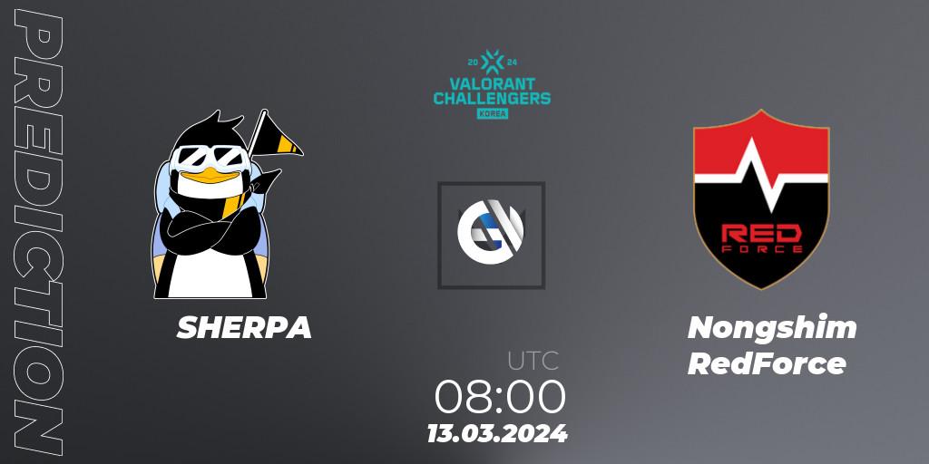 Prognose für das Spiel SHERPA VS Nongshim RedForce. 13.03.2024 at 08:00. VALORANT - VALORANT Challengers Korea 2024: Split 1