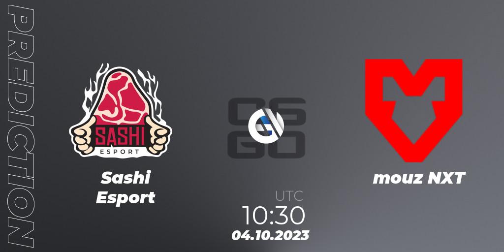 Prognose für das Spiel Sashi Esport VS mouz NXT. 04.10.2023 at 10:30. Counter-Strike (CS2) - European Pro League Season 11: Division 2