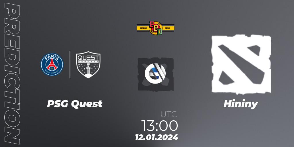 Prognose für das Spiel PSG Quest VS Hininy. 12.01.24. Dota 2 - BetBoom Dacha Dubai 2024: MENA Closed Qualifier