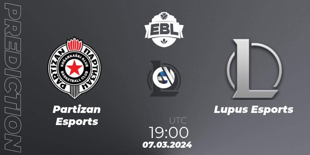 Prognose für das Spiel Partizan Esports VS Lupus Esports. 07.03.24. LoL - Esports Balkan League Season 14