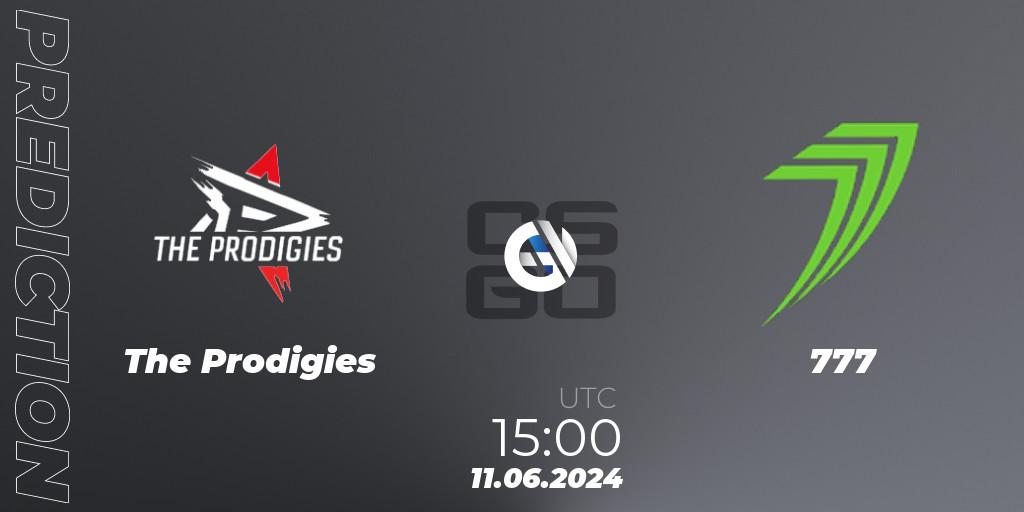 Prognose für das Spiel The Prodigies VS 777. 11.06.2024 at 15:00. Counter-Strike (CS2) - CCT Season 2 European Series #6 Play-In